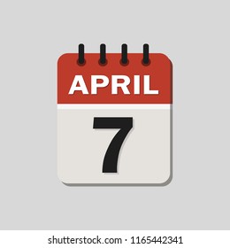 
The calendar. 7 April. Vector illustration. Flat design for business financial marketing banking web concept cartoon illustration.