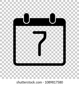 calendar with 7 day, simple icon. On transparent background.