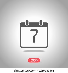 calendar with 7 day, simple icon. Icon under spotlight. Gray background