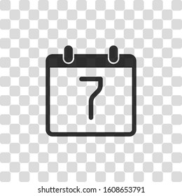 calendar with 7 day, simple icon. Black symbol on transparency grid