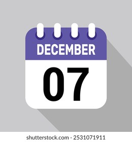 calendar 7 december icon vector date illustration background design.