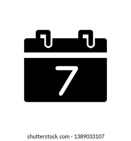 Calendar 7 icon, vector illustration. Flat design style. vector calendar 7 icon illustration isolated on white background, calendar 7 icon Eps10. calendar 7 icons graphic design vector symbols.