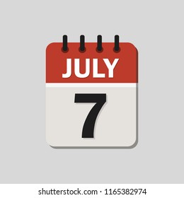 
The calendar. 7 July. Vector illustration. Flat design for business financial marketing banking web concept cartoon illustration.
