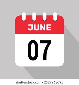 calendário 7 junho ícone vetor ilustração data plano de fundo gráfico design.