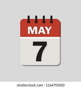 
The calendar. 7 May. Vector illustration. Flat design for business financial marketing banking web concept cartoon illustration.