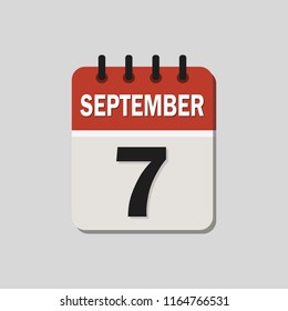 
The calendar. 7 September. Vector illustration. Flat design for business financial marketing banking web concept cartoon illustration.