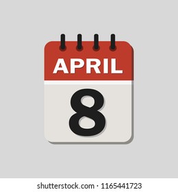 
The calendar. 8 April. Vector illustration. Flat design for business financial marketing banking web concept cartoon illustration.