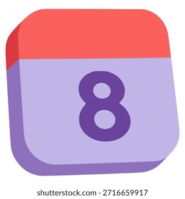 Calendario 8 administración de horario de fecha diseño de Plantilla de Ilustración vectorial de color plano
