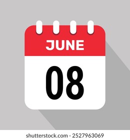 Kalender 8 Juni Symbol Vektorgrafik Datum Hintergrund Grafikdesign.