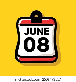 Kalender 8 Juni Vektor Symbol Illustration Hintergrunddesign.