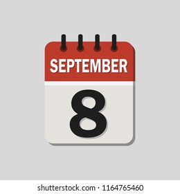 
The calendar. 8 September. Vector illustration. Flat design for business financial marketing banking web concept cartoon illustration.