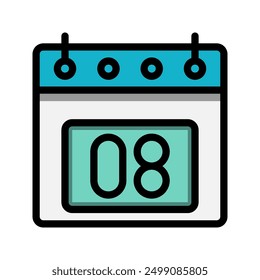 Calendar 8st date color linear icon. time, event, schedule and business symbols icons. Suitable for websites, UI, interfaces and mobile applications.