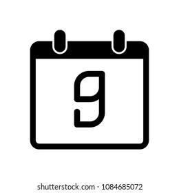 calendar with 9 day, simple icon