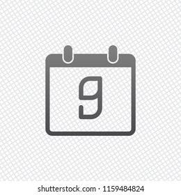 calendar with 9 day, simple icon. On grid background