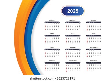 Calendar abstract 2025 design template