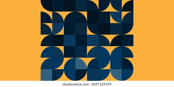 calendario abstracto fondo medio patrón geométrico minimalista azul moderno naranja Año Nuevo 2026 Navidades, para el Diseño web, calendario, presentación eps 10