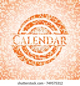 Calendar abstract orange mosaic emblem