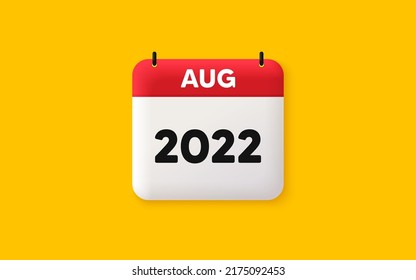 Calendar agenda 3d icon. August month icon. Event schedule Aug date. Meeting appointment planner. Agenda plan, Month schedule 3d calendar and Time planner. August day reminder. 2022 year. Vector