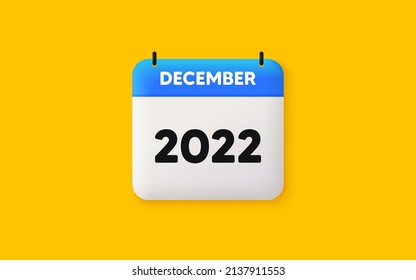 Calendar agenda 3d icon. December month icon. Event schedule Dec date. Meeting appointment planner. Agenda plan, Month schedule 3d calendar and Time planner. December day reminder. 2022 year. Vector