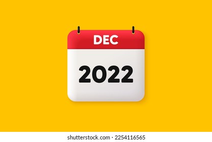 Calendar agenda 3d icon. December month icon. Event schedule Dec date. Meeting appointment planner. Agenda plan, Month schedule 3d calendar and Time planner. December day reminder. 2022 year. Vector