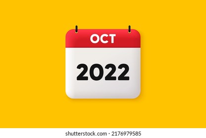 Calendar agenda 3d icon. October month icon. Event schedule Oct date. Meeting appointment planner. Agenda plan, Month schedule 3d calendar and Time planner. October day reminder. 2022 year. Vector