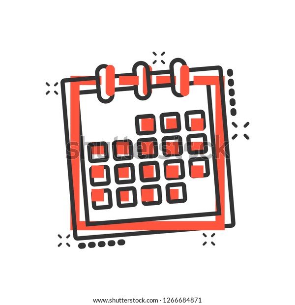 Calendar Agenda Icon Comic Style Planner Stock Vector Royalty Free