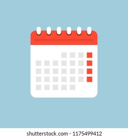 Calendar agenda icon in flat style. Planner vector illustration on white isolated background. Calendar business concept.