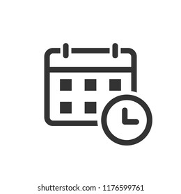 Calendar agenda icon in flat style. Planner vector illustration on white isolated background. Calendar business concept.