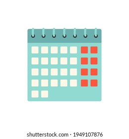Kalender-Agenda, Vektorsymbol in flachem Stil, Vektorgrafik einzeln auf weißem Hintergrund, Kalenderdatum-Konzept