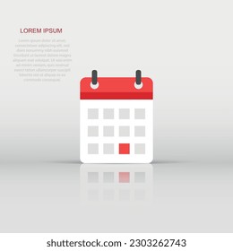 Calendar agenda vector icon in flat style. Reminder illustration on white isolated background. Calendar date concept.