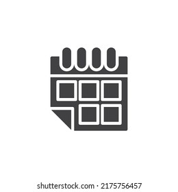 Calendar agenda vector icon. Planner filled flat sign for mobile concept and web design. Calendar organizer glyph icon. Symbol, logo illustration. Vector graphics