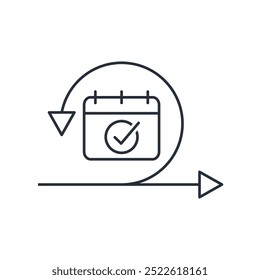 Calendario, ágil . Horario de trabajo flexible. Icono lineal de Vector aislado sobre fondo blanco.