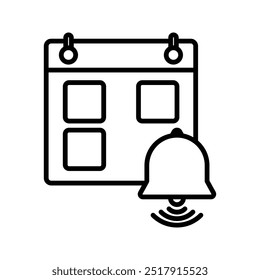 calendar with alarm bell, illustration of reminder and planner icon vector