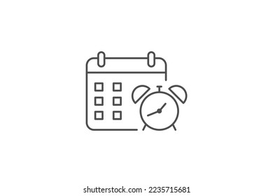 Calendar and alarm clock icon line vector design