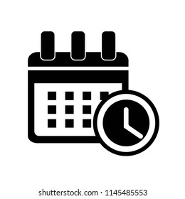 Calendar with alarm clock icon vector icon. Simple element illustration. Calendar with alarm clock symbol design. Can be used for web and mobile.