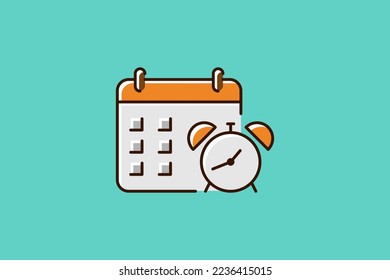 Calendar and alarm clock icon vector design
