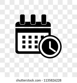 Calendar with alarm clock vector icon on transparent background, Calendar with alarm clock icon