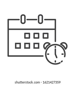 calendar with alarm icon vector illustration. isolated on white background.