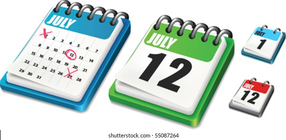 Calendar. All elements and textures are individual objects. Vector illustration scale to any size.