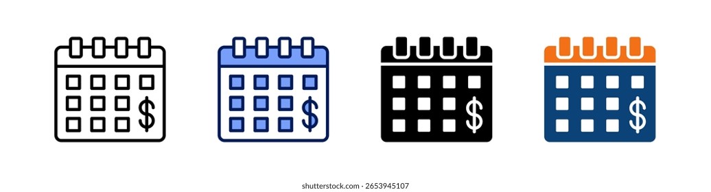 Calendario Todo en uno Icon Multi Styles Vector Set