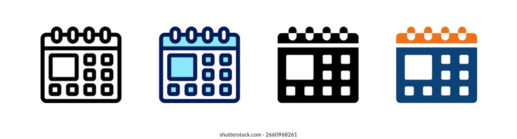 Kalender alles in einem Symbol Multi Styles Vektor Set