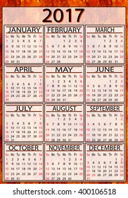 Calendar American 2017, EPS10 - vector graphics.