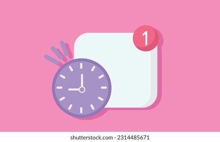calendar app icon with notification alert, online social conversation comment push notice cartoon concept, clock app icons, chat with social media.