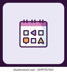Calendar App Interface with Colorful Icons and Modern Design