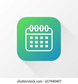 Calendar application for mobile phone. Line flat vector icon, button and website design. Illustration isolated on white background. EPS 10 design, logo, app, infographic.