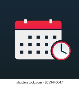 Calendar appointment. Calender with clock icon. Planning, reminder agenda. Illustration vector