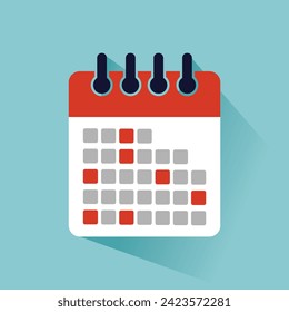 Icono de calendario o planificación de citas para aplicaciones y sitios web, Icono de calendario plano. Calendario en la pared