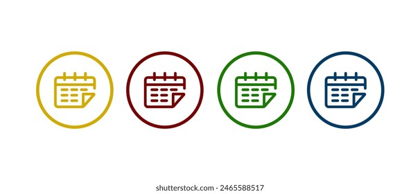 Icono de calendario o agenda de citas en un diseño de color diferente.	
