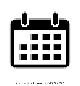 agenda de compromissos calendário ícone pixel art no fundo branco