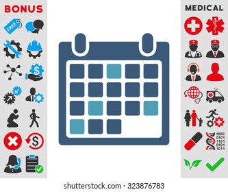 Calendar Appointment vector icon. Style is bicolor flat symbol, cyan and blue colors, rounded angles, white background.